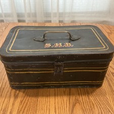 Antique Railroad Industrial Engineers Steel Tool Box Removable Trey