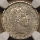 1908 Barber Dime 10c NGC Certified AU58