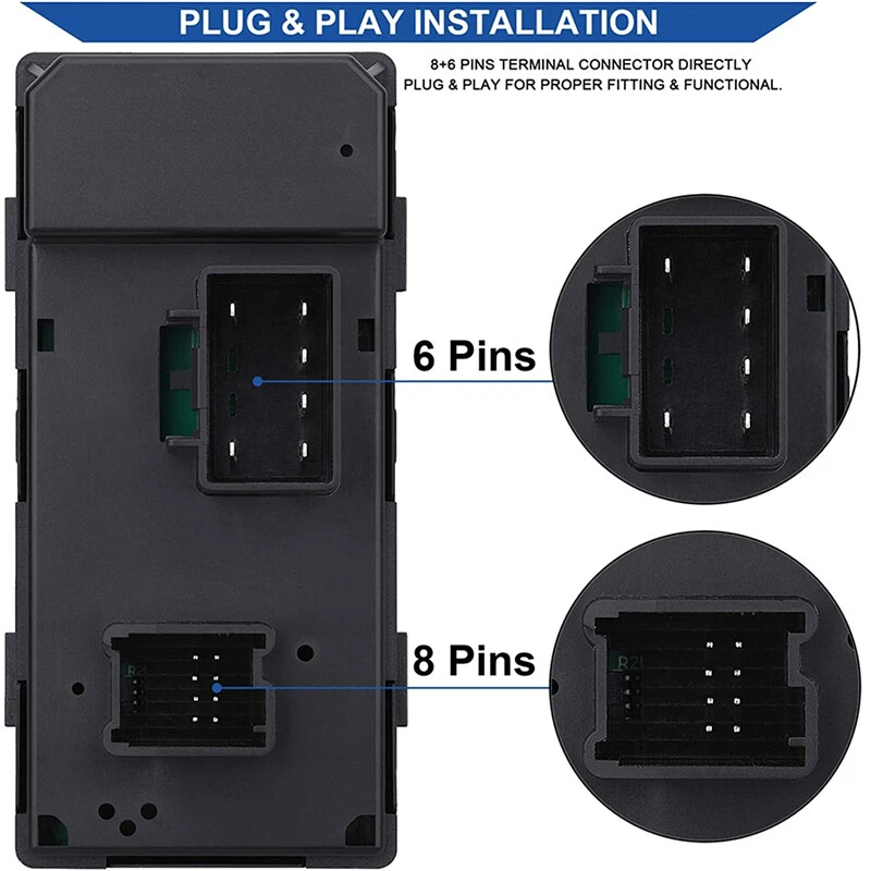 Power Window Control Switch for 2007-2016 GMC Acadia Red Light 25789239 901-990 - Изображение 3 из 4