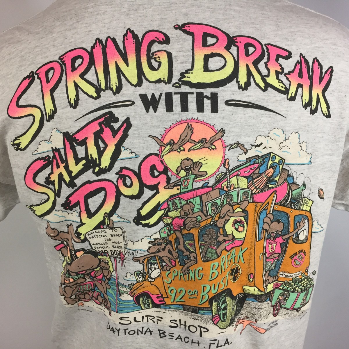 Vintage 80s 90s Salty Dog Spring Break Neon Gray Surf Skate Vintage 80s 90s Salty Dog Spring Break Neon Gray Surf Skate
