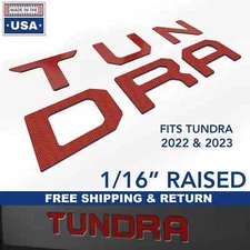 SET OF 2: 2022 - 2025 RED CARBON Front Emblem TUNDRA+ TRD Grill Bumper Letters