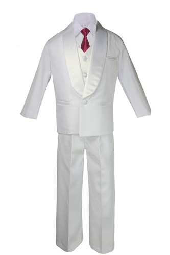 6pcs Boy Teens White Satin Shawl Lapel Suit Tuxedo pick color Satin LongTie 8-20 - Picture 14 of 28