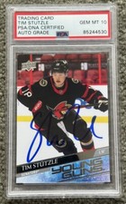 2020-21 Upper Deck Tim Stutzle Signed Young Guns Rookie Auto PSA 10 GEM Senators