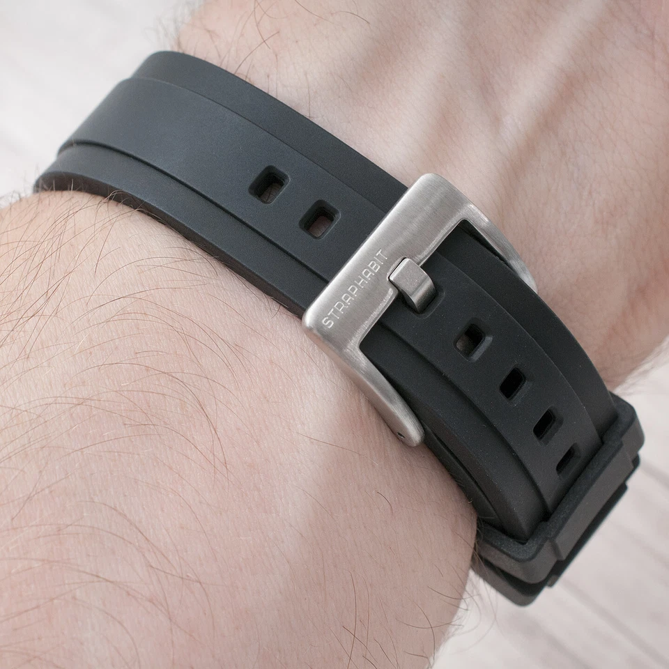 Extra Long for Big + Large Wrists FKM Rubber Quick Release Watch Strap Band Dive - Image 2 of 4