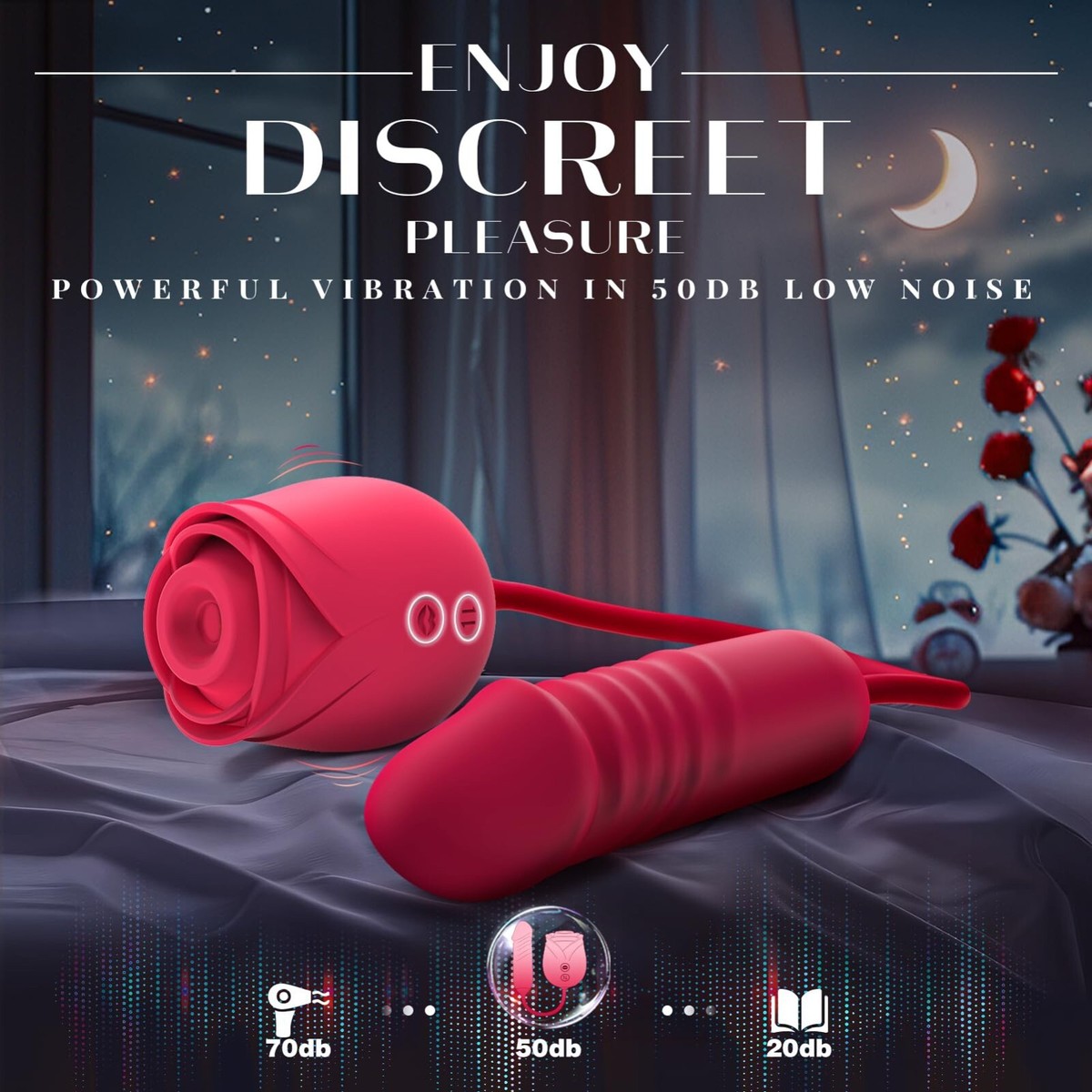 Vibrator Dildo Sex Toys for Women - MOOLIGIRL Rose Sex Toy with Thrusting G  Spot