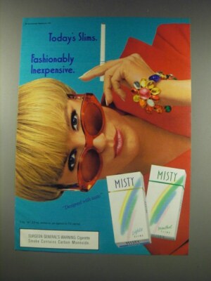 1991 Misty Slims Cigarettes Ad - Today's Slims
