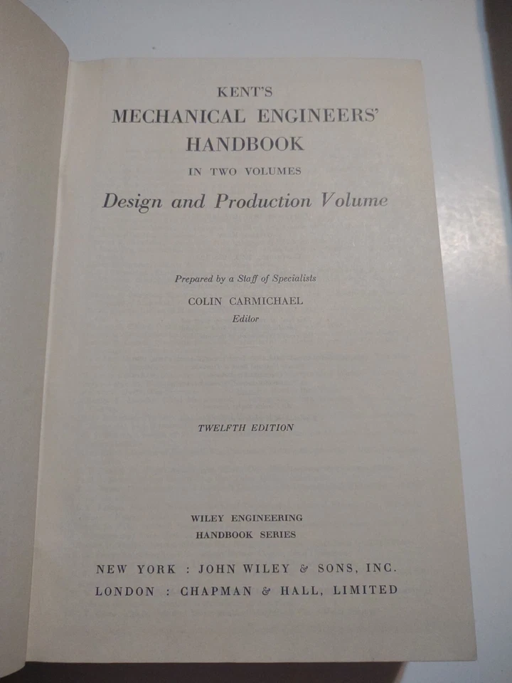 Vintage Reference Book Kent's Mechanical Engineer's Handbook by Carmichael 1950 - Image 4 of 4