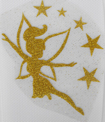 bm70 IRON ON TRANSFER glitter foil gold fairy 3.2 inches width must have LOOK 