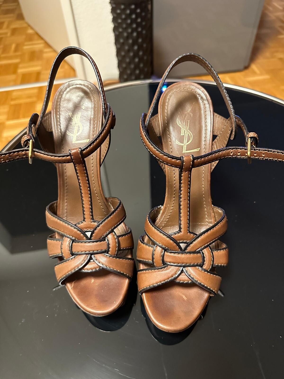 Sandali Yves Saint Laurent marrone marrone tacco alto taglia UE 39