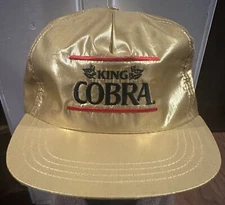 Vintage SnapBack hat cap King Cobra Malt Liquor gold metallic 90s hip hop Retro