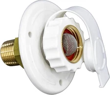 White RV Trailer City Water Fill Inlet Flange Brass with Check Valve Marine New