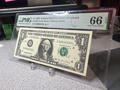 🤯 1995 $1 Federal Reserve Note - PMG 67 EPQ - Low Serial Number 00000530 - Picture 2 of 7