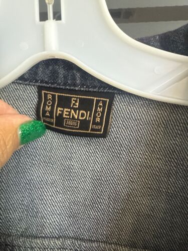 Fendi Womens Ombre Denim Jacket Pink & Black Gradient snaps size 8 medium M Med - Picture 3 of 5
