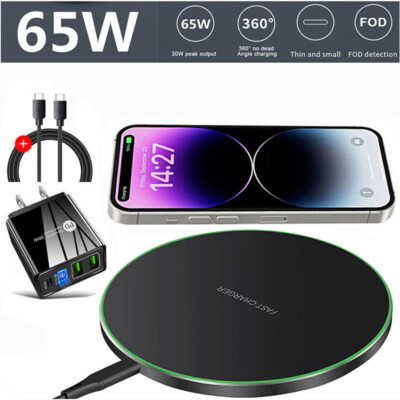 65W Fast Wireless Charger Charging Pad Mat For Samsung S26 S25 S24 S23 S22 Ultra