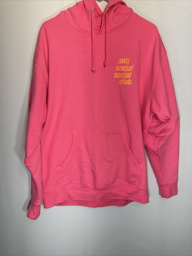 Anti Social Social Club Food Court Pink Hoodie Size Large Checkered - Picture 8 of 9