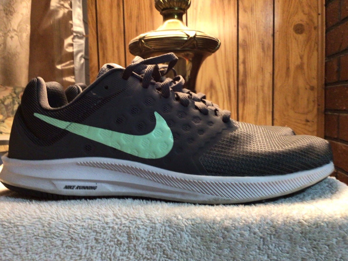 Mens Nike Downshifter Stealth Grey with Mint running shoes Size