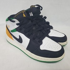 Youth Nike Air Jordan 1 Mid SE GS 'Lucky Green' Shoe Size 5Y White BQ6931-101