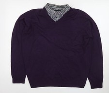 EWM Herren Lila Kragen Acryl Pullover Pulli Gr&ouml;&szlig;e L Langarm