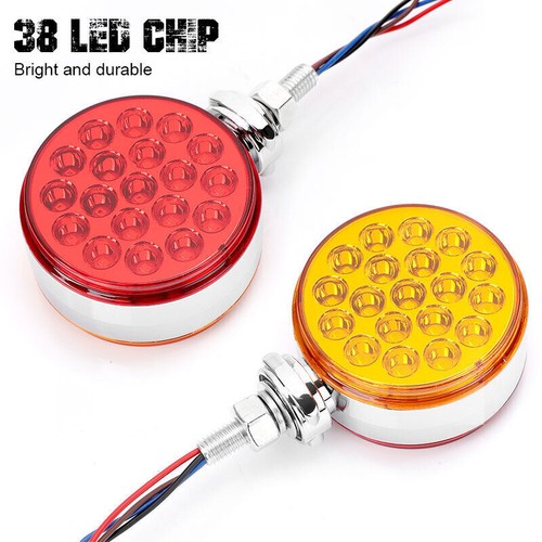 2X LED Amber|Red Dual Face Semi Truck Fender Side Marker Light Turn Signal Round - Picture 10 of 11