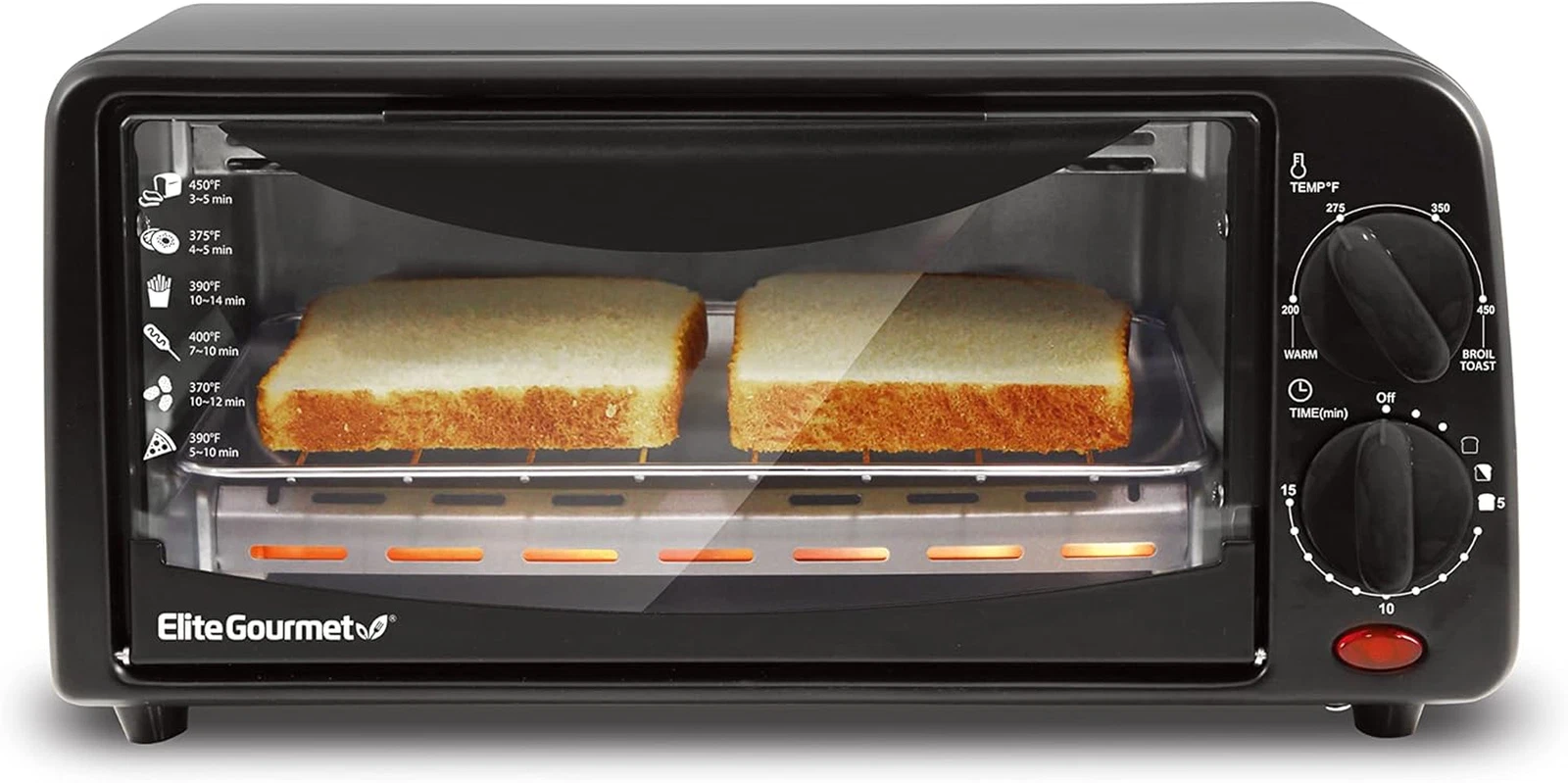 Horno tostador de encimera personal compacto para 2 rebanadas con temporizador d