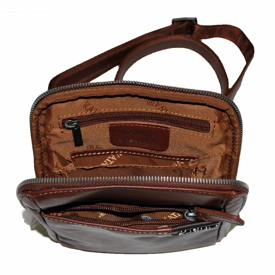 Katana - Pochette bandoulière homme en cuir - marron - 5338 - Photo 3/4