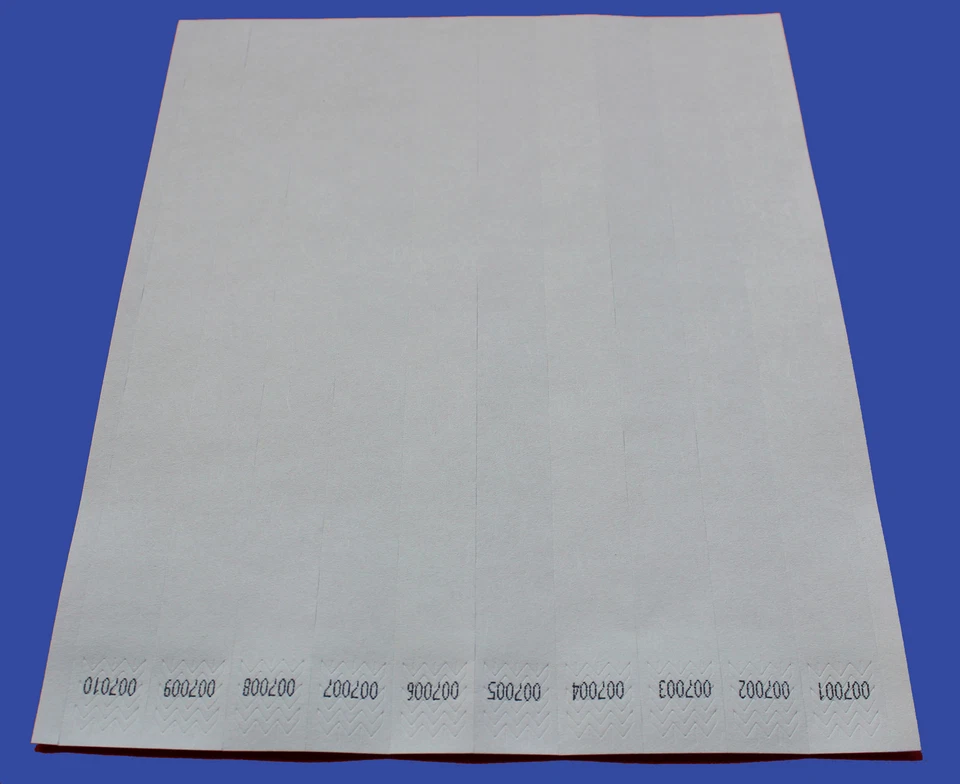 MARKENLOS Eintrittsbänder Einlassbänder Kontrollbänder Tyvek®-Bänder weiß, zum bedrucken