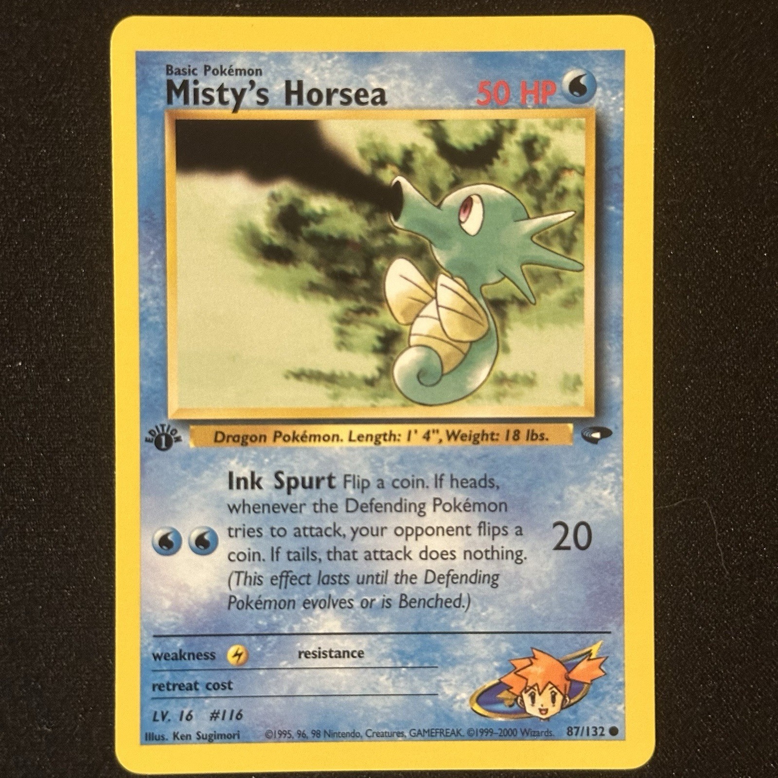 Misty's Horsea 87/132 1st Edition | Gym Challenge 2000 | Pokemon TCG Vintage NM