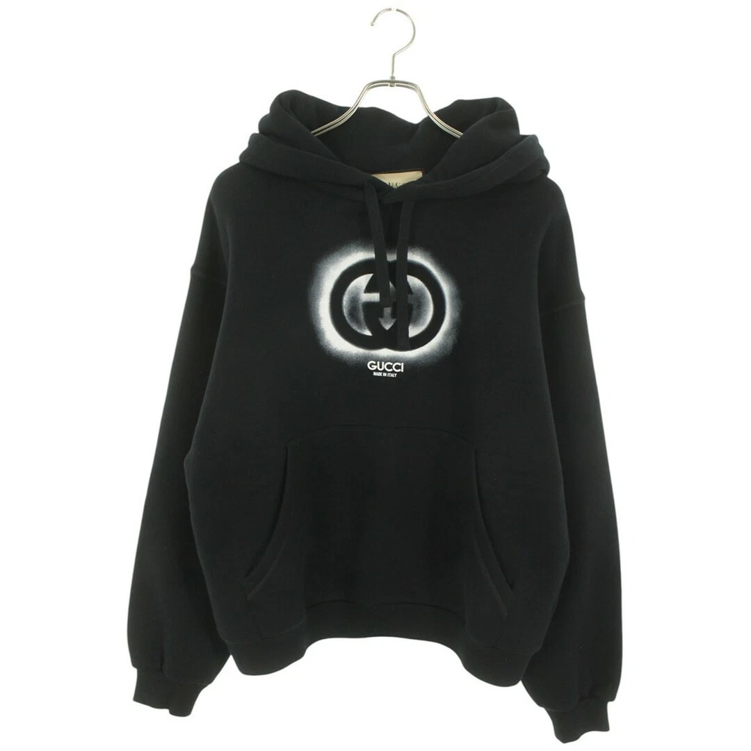 Felpa con cappuccio Gucci 770839 XJF65 logo spray ad incastro G uomo XS usata a158714300e406b