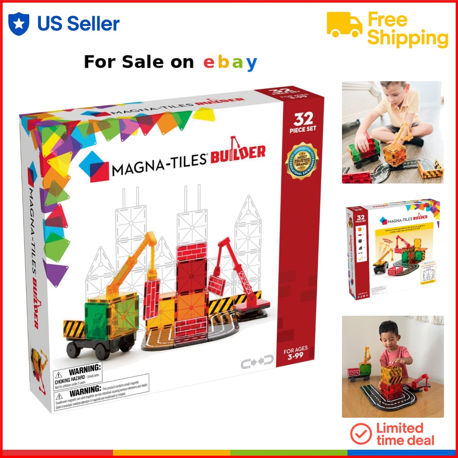 Magnetic Construction Set 32-Pieces Building Blocks Vehicle Architecture STEM