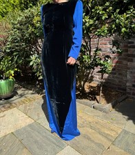 VTG NWT Oscar De La Renta silk blue black paneled velvet evening gown sz 10