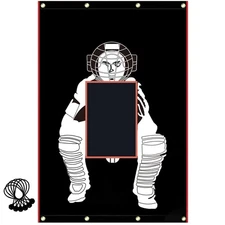 Batting Cage Backstop with Strike Zone Heavy Duty PVC Coated Oxford Fabric Vi...