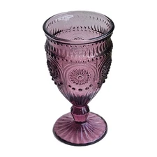 THE PIONEER WOMAN ADELINE PLUM FOOTED GLASS GOBLET 12 OZ 