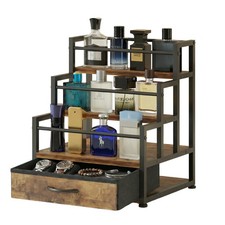 3-Tier Cologne Stand with Fabric Drawer, Cologne Organizer for Men, Spacious ...