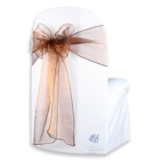150 pcs Organza Chair Cover Bow Sash 108"x8" - Brown - Wedding Party Banquet xo