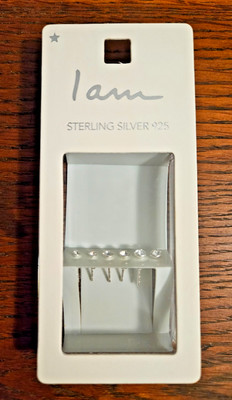 ''I Am'' 3 PAIR Sterling Silver Cubic Zirconia Round Cut Earrings Set NEW IN BOX