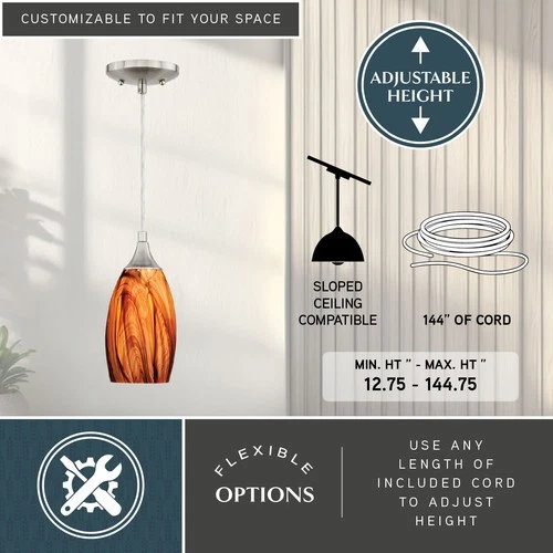 Vaxcel Lighting P0178 Milano 1 Light Mini Pendant - Nickel - Picture 8 of 10