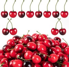 89Pcs Artificial Cherries Lifelike Red Cherries Fake Cherries for Home Kitche...