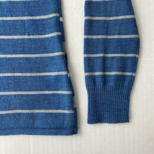 Smartwool V Neck Sweater Women's Small Blue Gray Stripe Merino Wool Blend - Picture 3 of 8