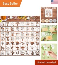56 Mushroom Stencils Set - 3 Inch Reusable Painting Templates for Home Decor