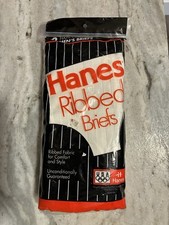 New Hanes Men's 3 Pack Ribbed Fabric Briefs 100 Cotton Underwear Large