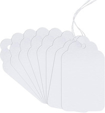 200Pcs White Paper Blank Tags with String, Paper Hang Lace Writable Label, Displ
