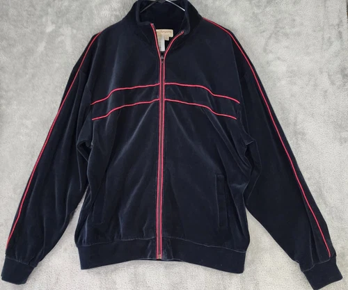 Norm Thompson Jacket Mens Large Black Velour Full Zip Long Sleeve Retro Vintage video thumbnail