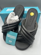 Woman's Black Reef Lofty Lux X Sandals Slides Leather Women  s 9 -New
