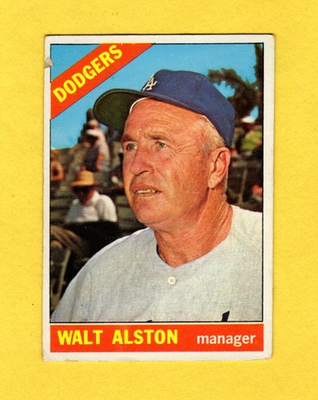 #ad 1966 Topps Walt Alston #116 Los Angeles Dodgers G VG FREE SHIPPING $1.69
