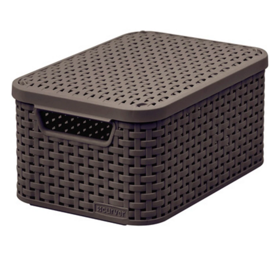 Panier de rangement style rotin 4 couleurs Curver S et M avec couvercle - Photo 1/1