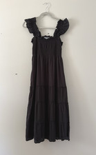 Hill House Home The Ellie Nap Swiss Dot Smocked Tiered Midi Dress Milkmaid S