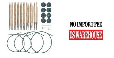 Sunstruck Interchangeable Needle Set: Green Cables, Laminated Birch Wood