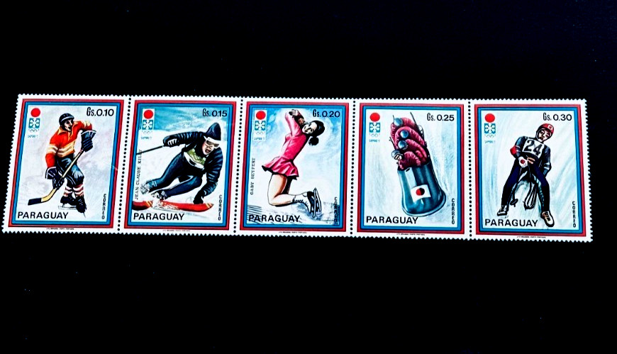 PARAGUAY Stamp Strip - 1972 Winter Olympic Games Sapporo Japan  r4