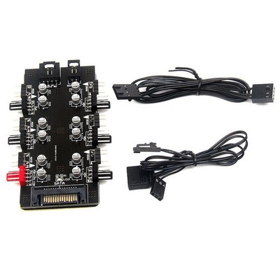 SATA 1 to 6 Way PWM /ARGB Device Expander 4Pin Cooling Fans Hub Splitter Card