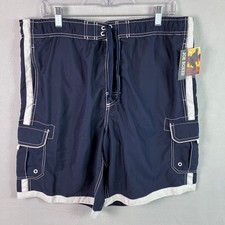 Joe Boxer Cargo Swim Trunks Board Shorts Men's Size L Navy White Contrast NWT